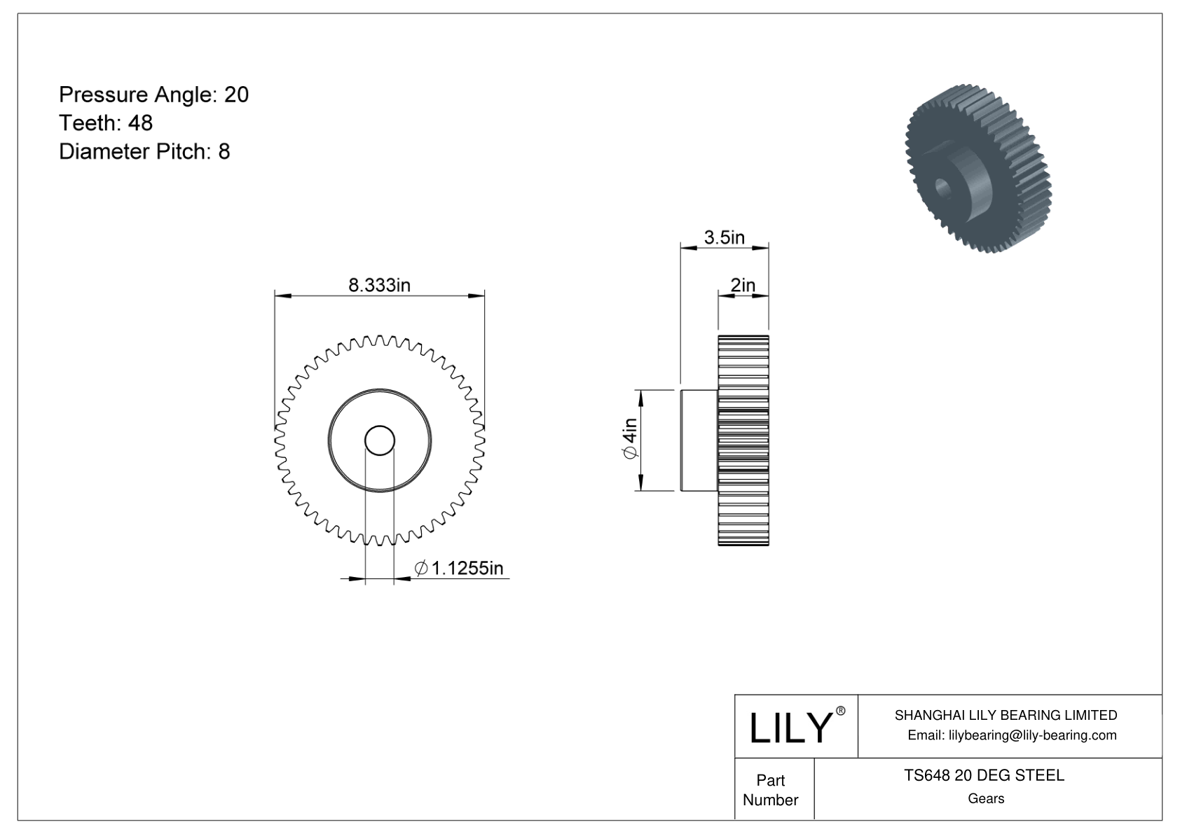 TS648 20 DEG STEEL Engranajes rectos cad drawing