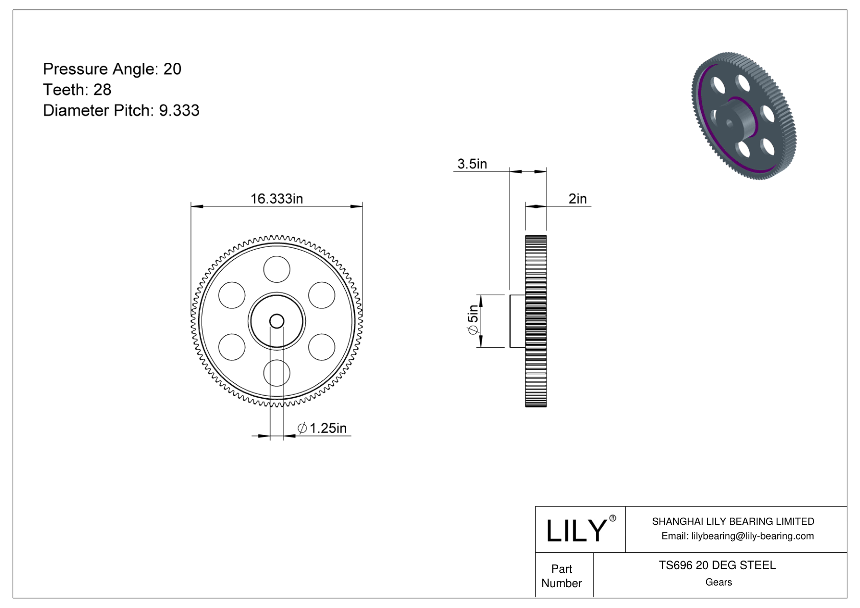 TS696 20 DEG STEEL 正齿轮 cad drawing