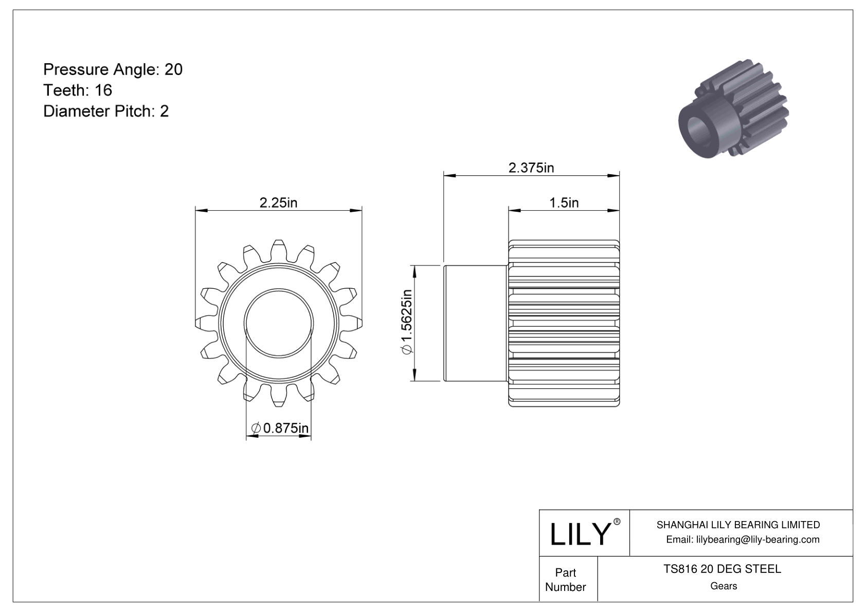 TS816 20 DEG STEEL 正齿轮 cad drawing