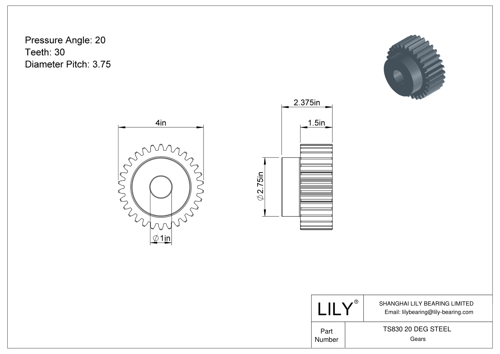 TS830 20 DEG STEEL 正齿轮 cad drawing