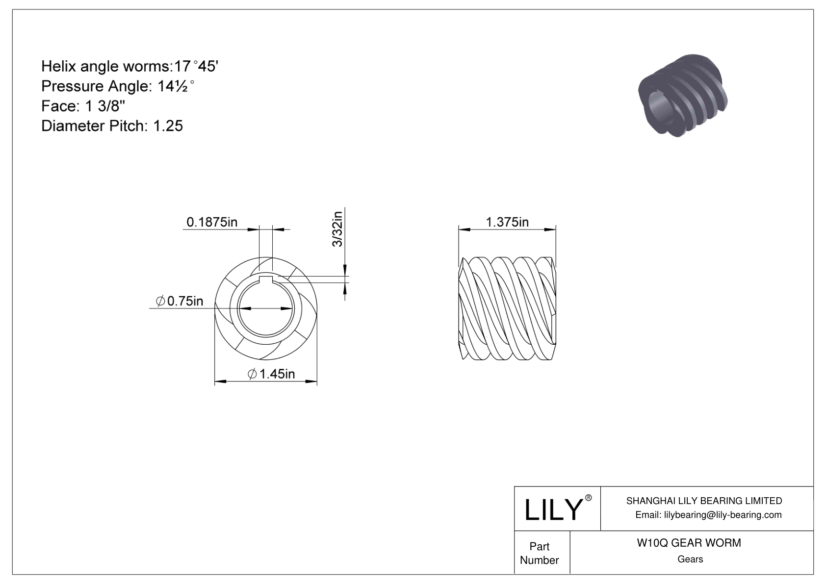 W10Q GEAR WORM Gusanos y lombrices cad drawing