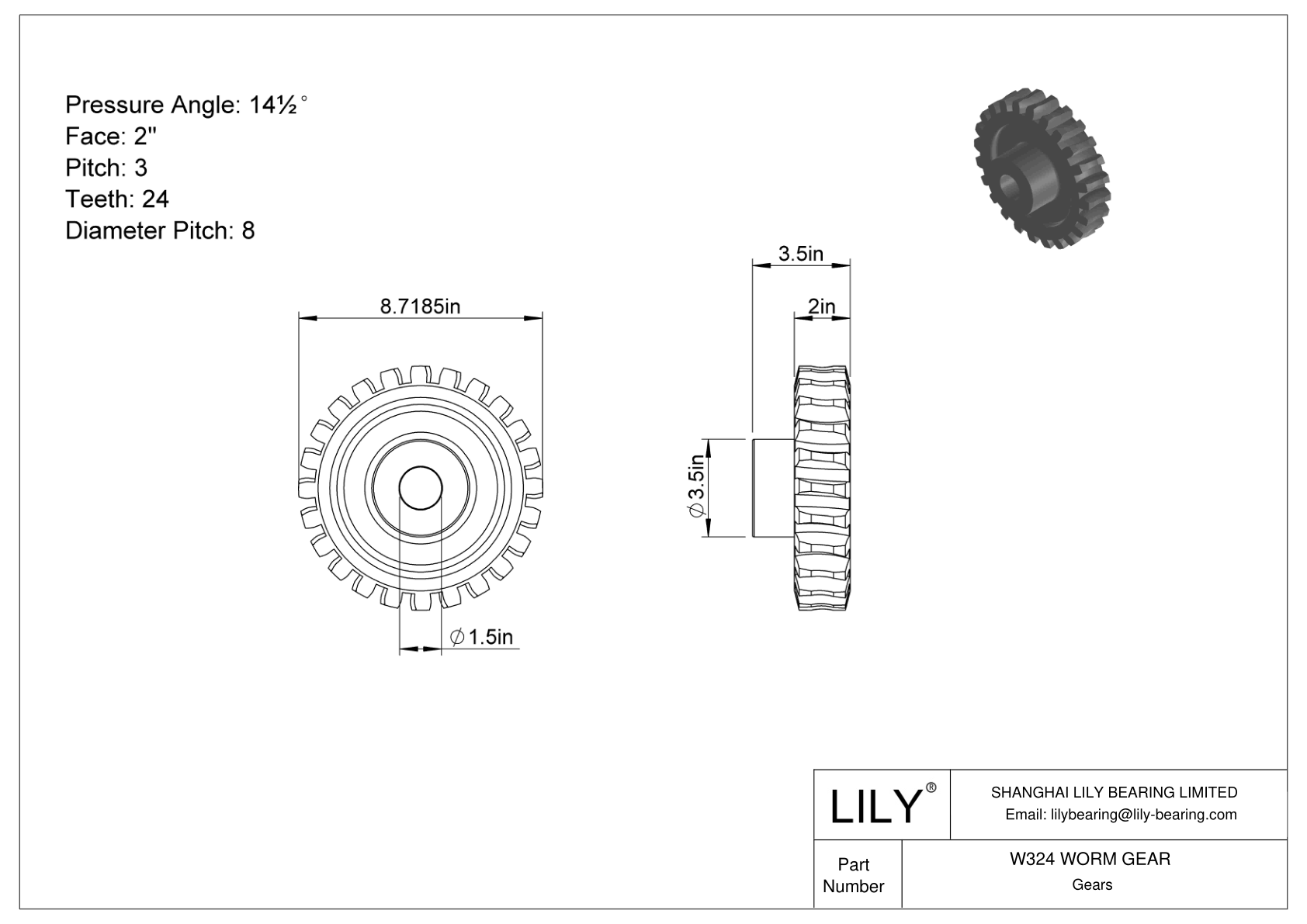 W324 WORM GEAR Gusanos y lombrices cad drawing