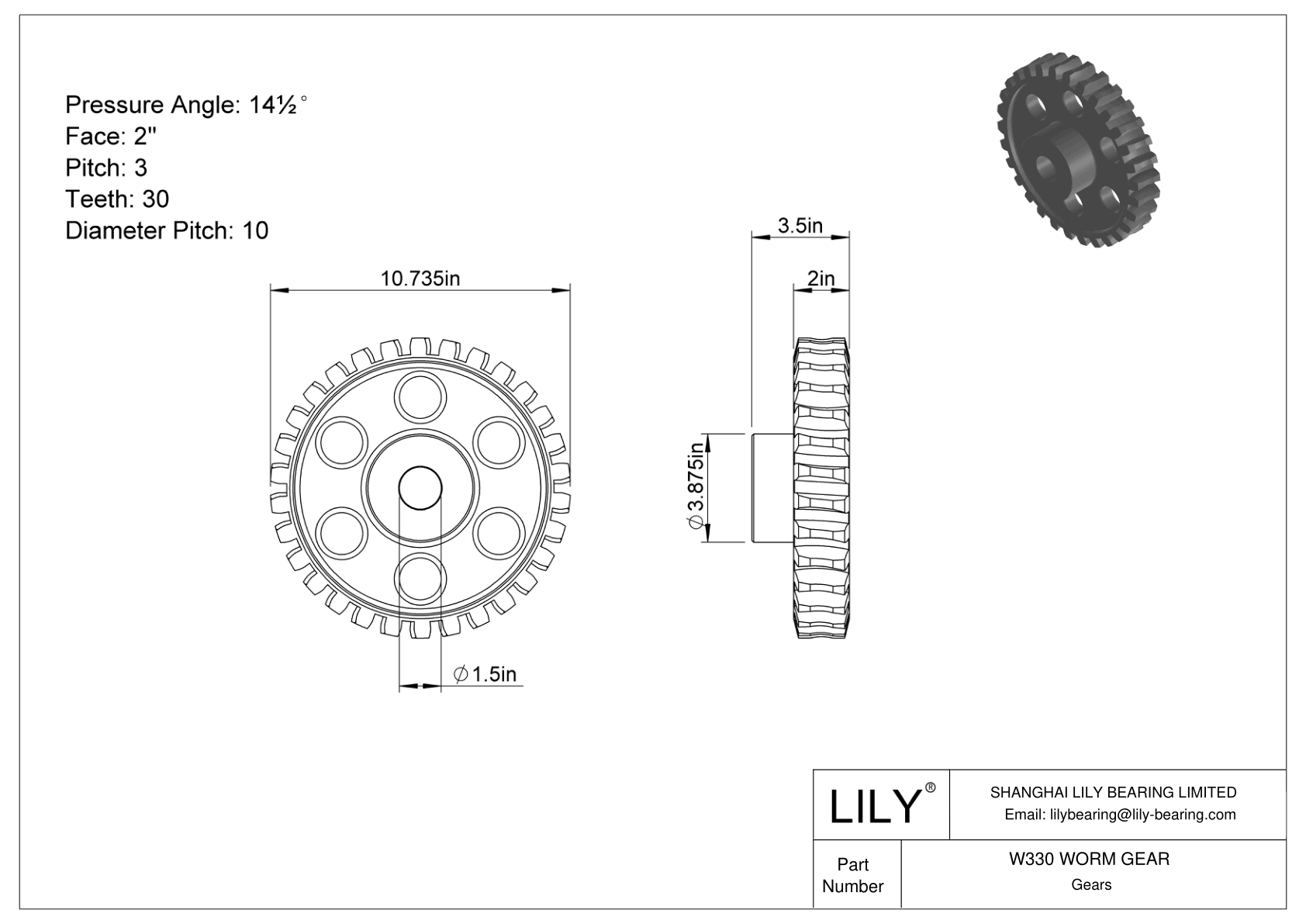 W330 WORM GEAR Gusanos y lombrices cad drawing