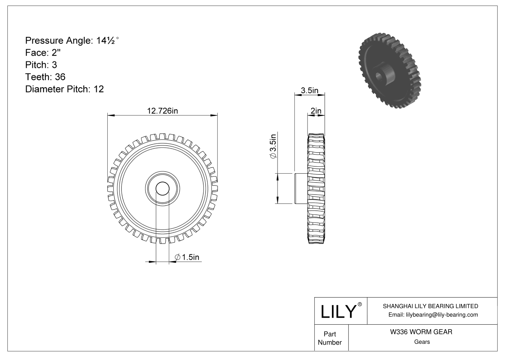 W336 WORM GEAR 蠕虫和蠕虫齿轮 cad drawing