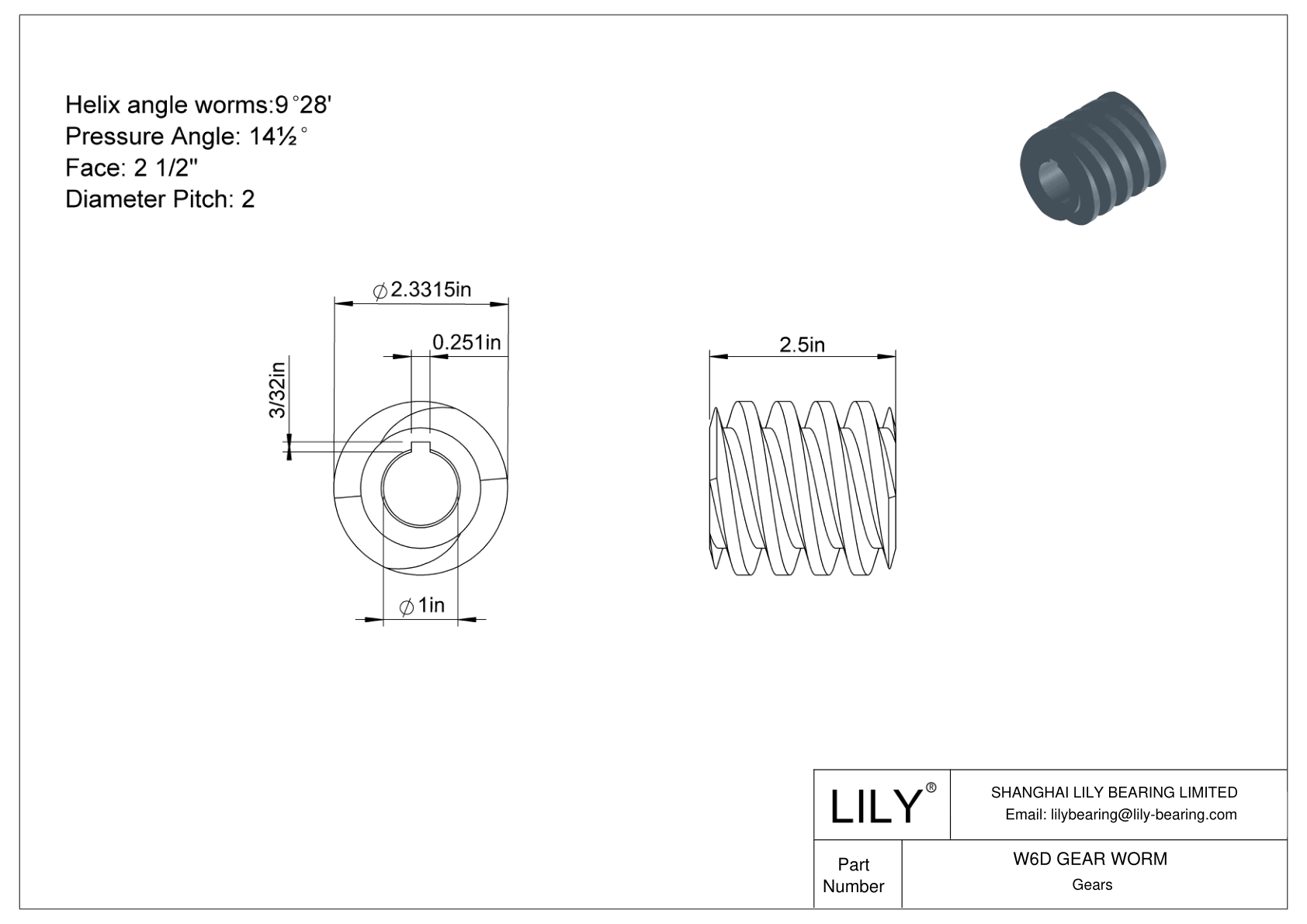 W6D GEAR WORM Gusanos y lombrices cad drawing