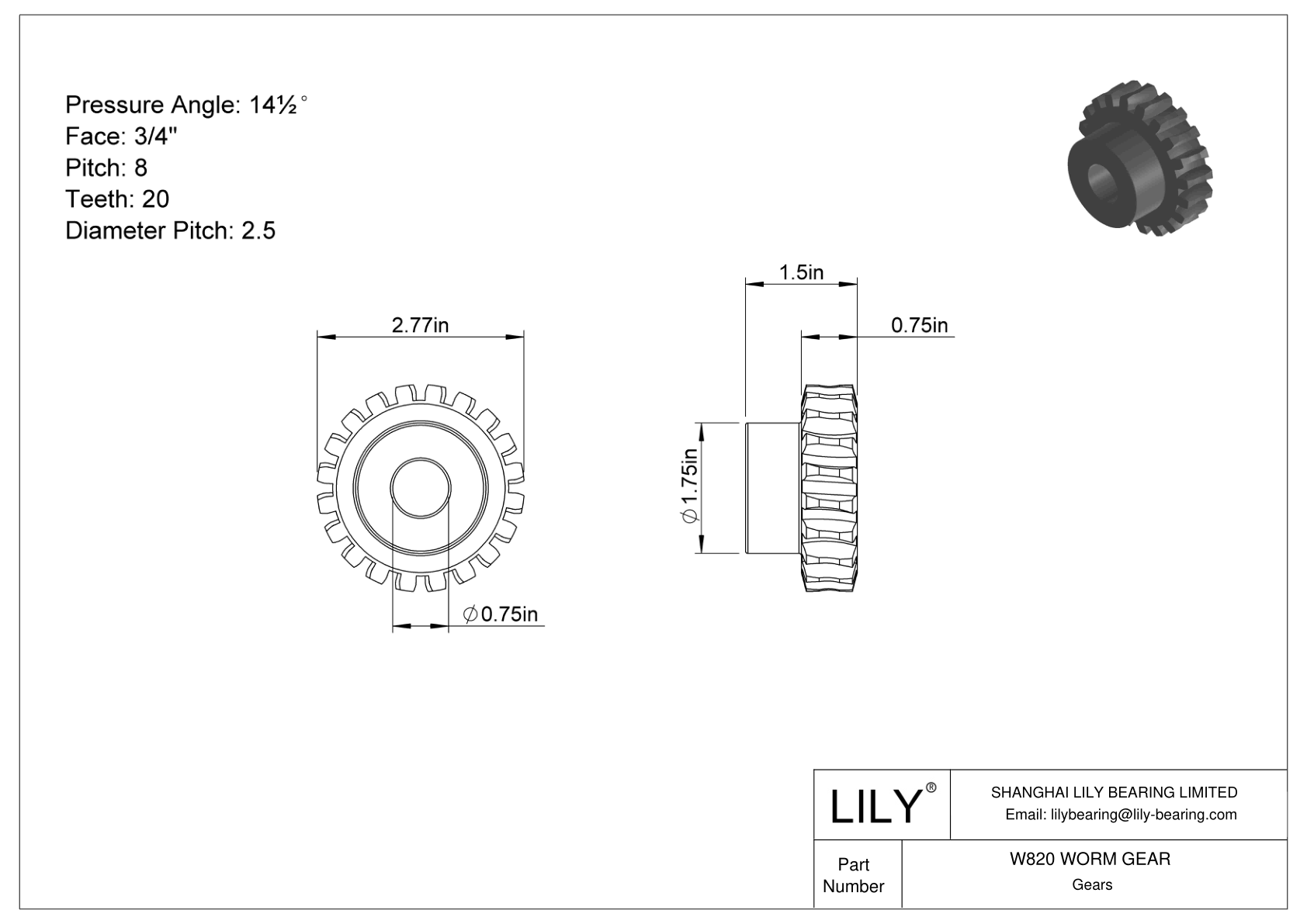 W820 WORM GEAR Gusanos y lombrices cad drawing