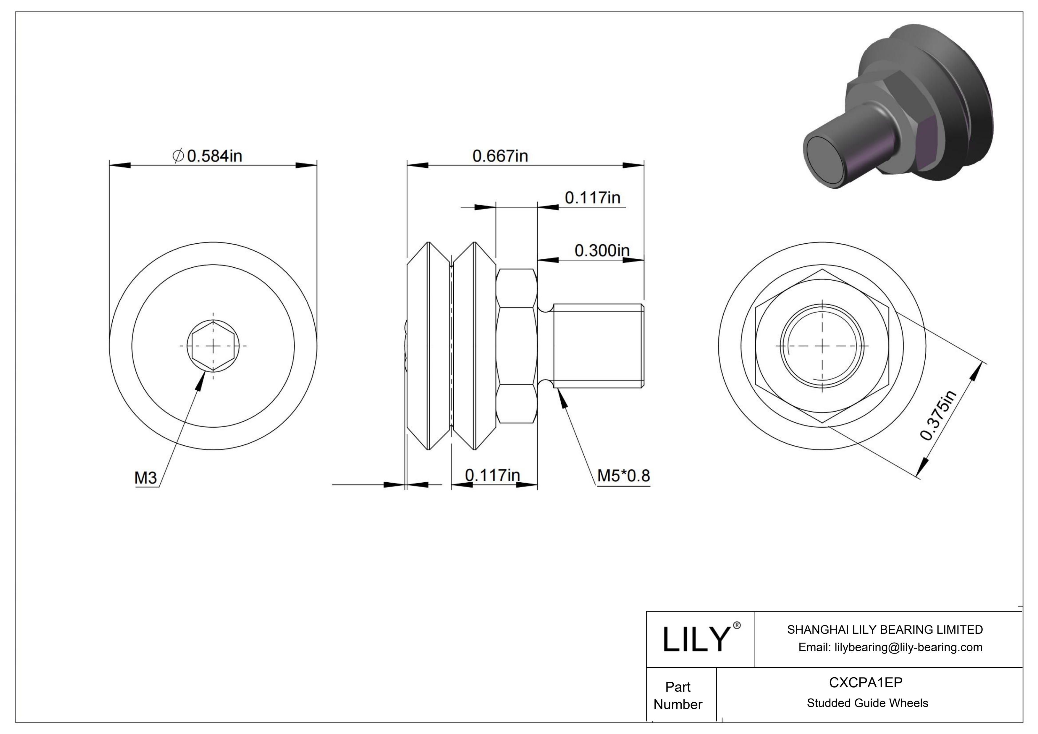 CXCPA1EP Studded Guide Wheels cad drawing