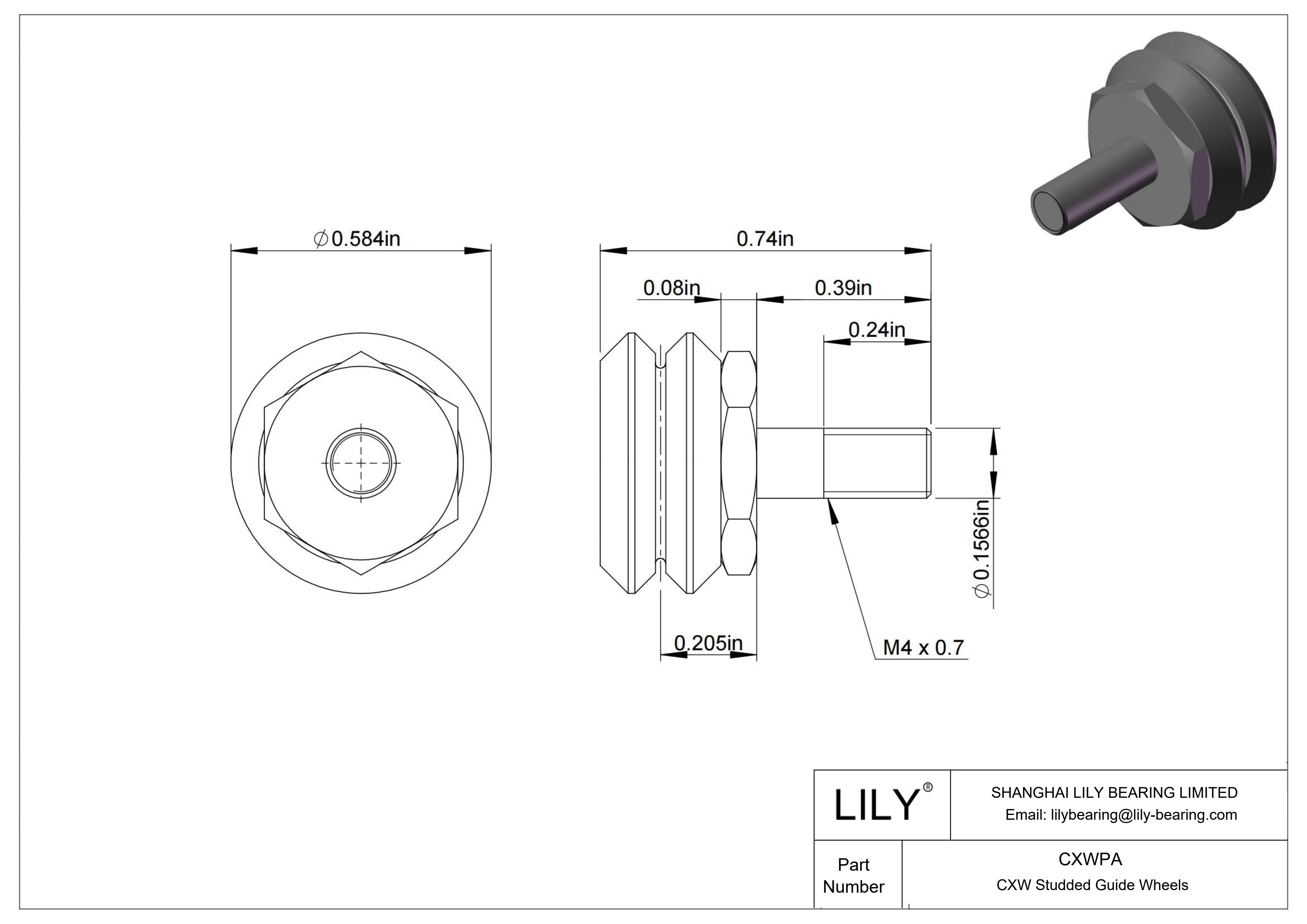 CXWPA CXW Studded Guide Wheels cad drawing