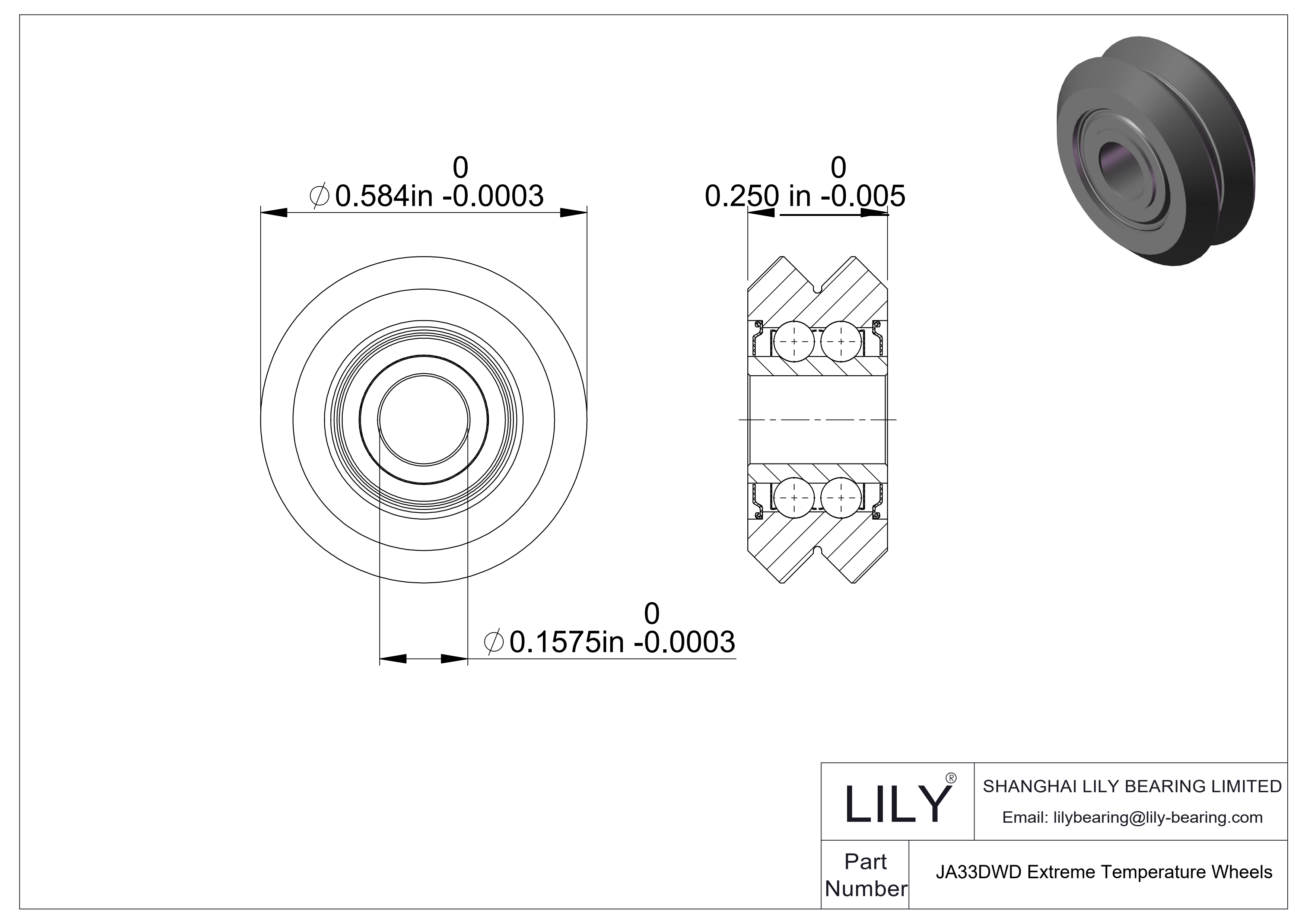 JA33DWD Extreme Temperature Guide Wheels cad drawing