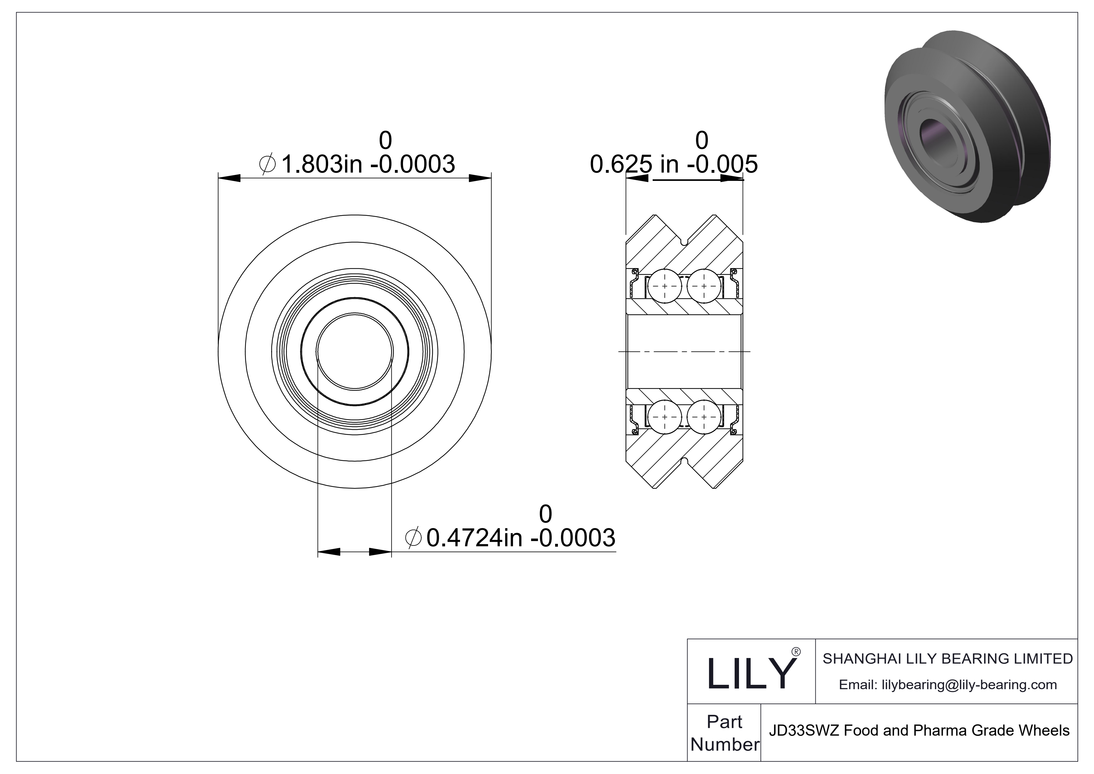 JD33SWZ Food and Pharma Grade Guide Wheels cad drawing