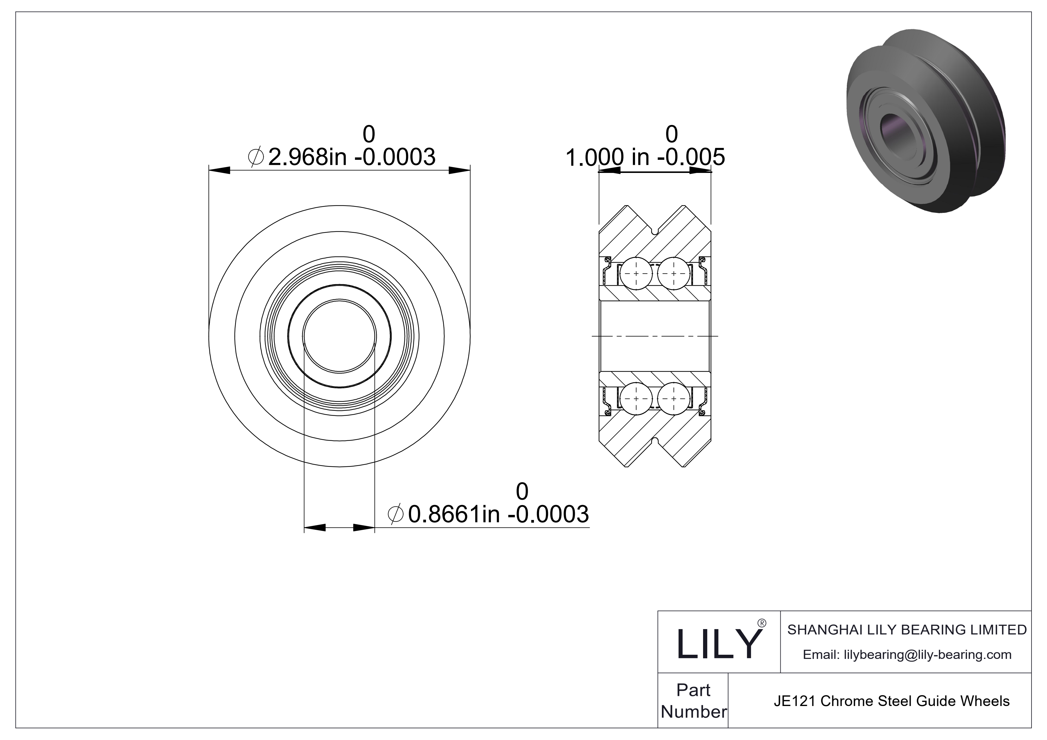 JE121 Ruedas guía de acero cromado cad drawing