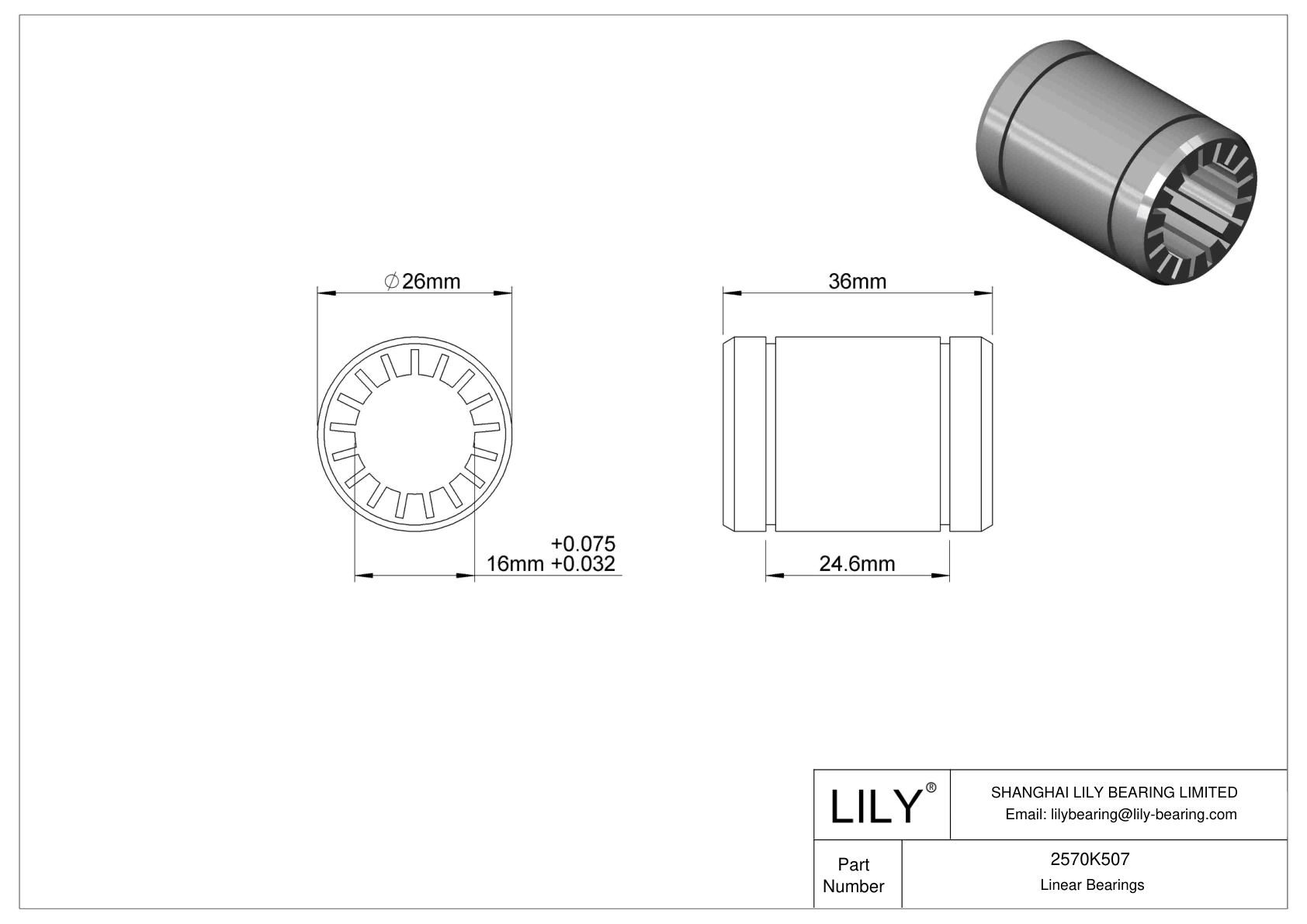 2570K507 DustResistant Linear Sleeve Bearings Lily Bearing