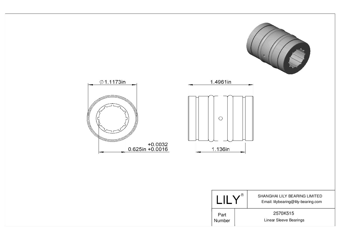 2570K515 DustResistant Linear Sleeve Bearings Lily Bearing