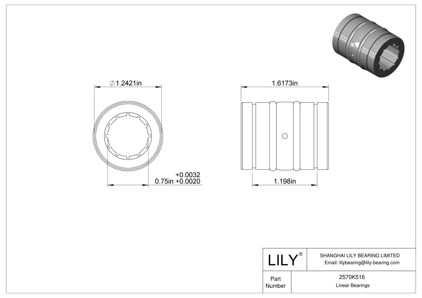 2570K516 DustResistant Linear Sleeve Bearings Lily Bearing