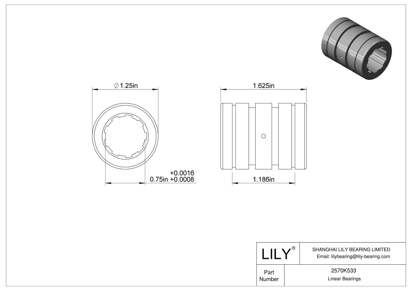 2570K533 DustResistant Linear Sleeve Bearings Lily Bearing