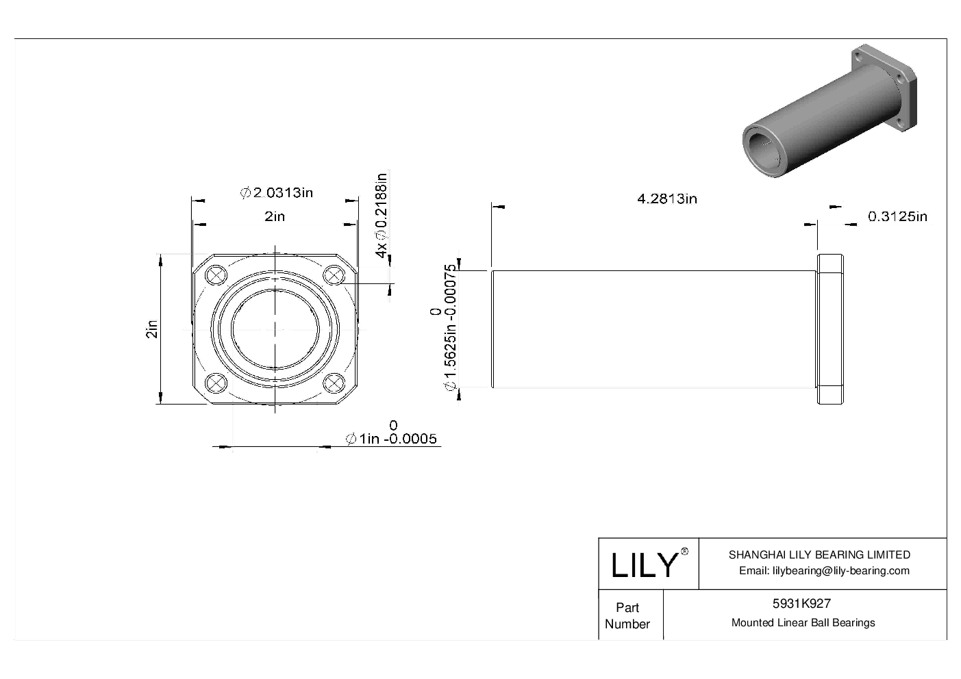 5931K927 CorrosionResistant FlangeMounted Linear Ball Bearings Lily Bearing