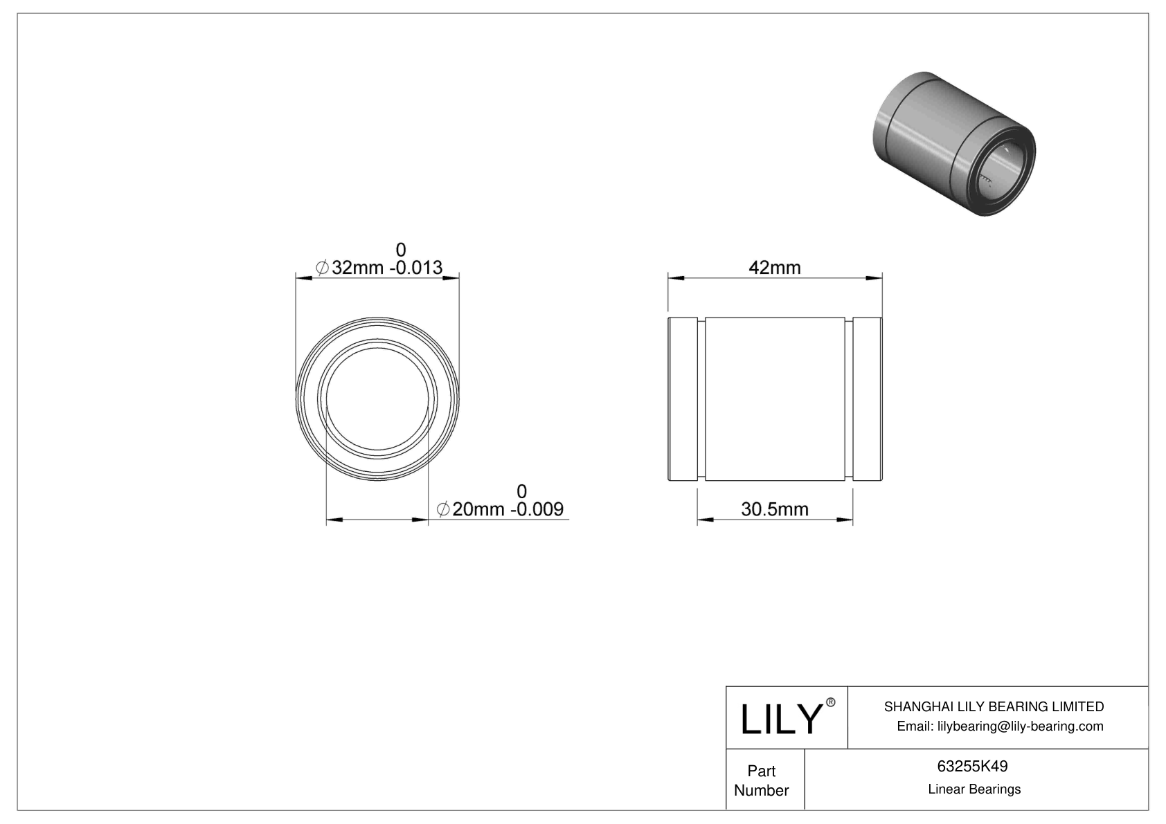 63255K49 HighTemperature Linear Ball Bearings Lily Bearing