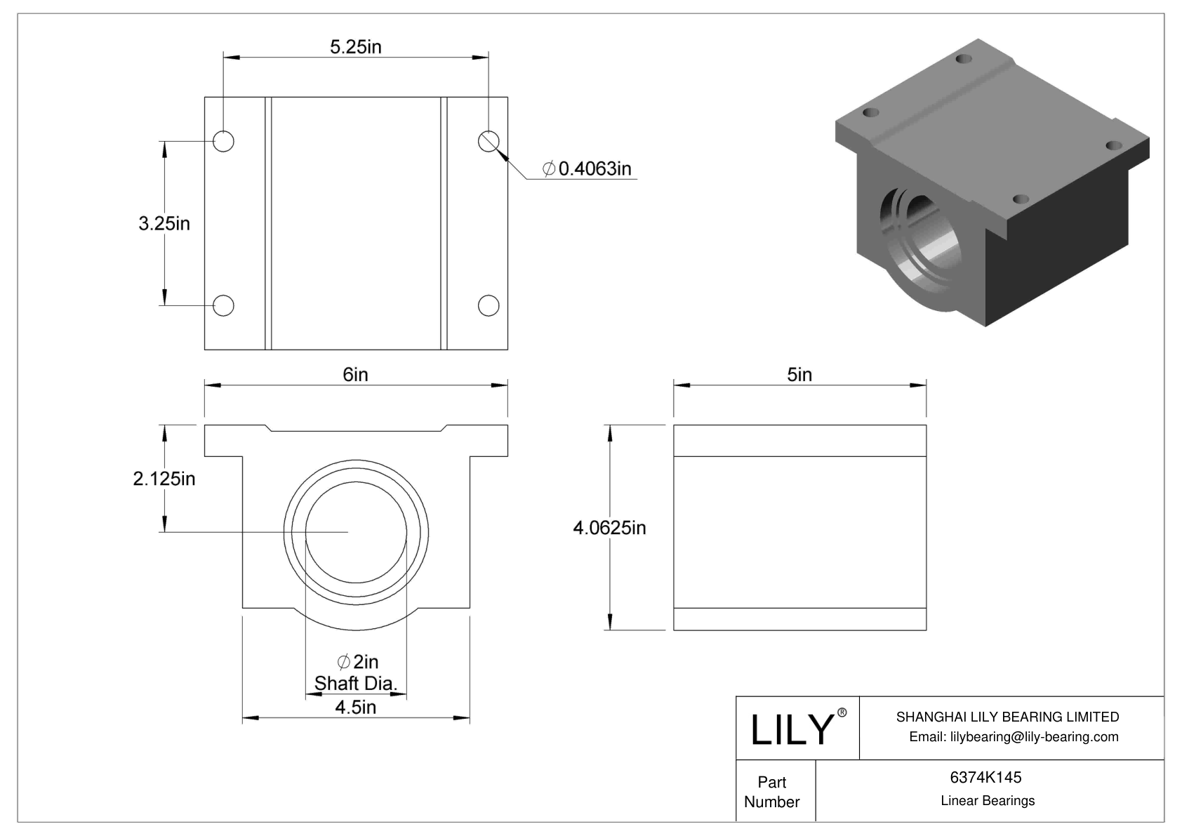 6374K145 Common Mounted Linear Sleeve Bearings Lily Bearing