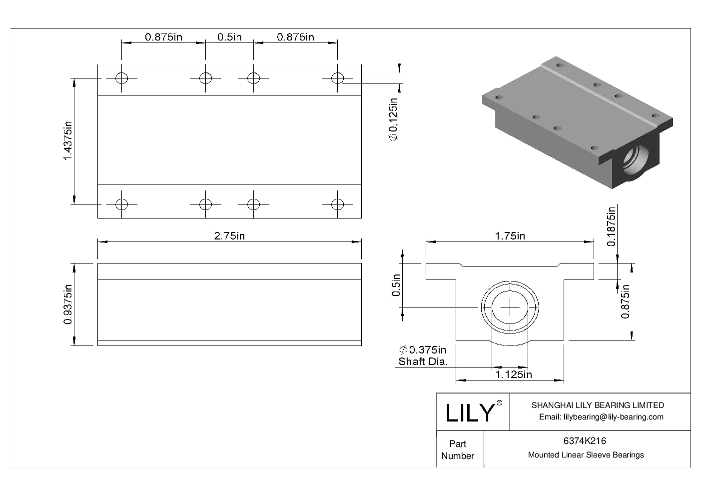 6374K216 Common Mounted Linear Sleeve Bearings Lily Bearing