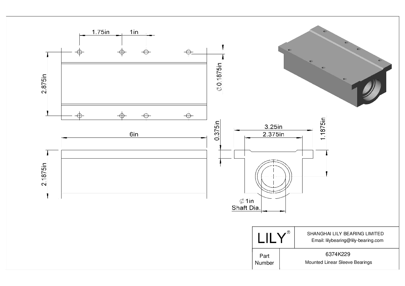6374K229 Common Mounted Linear Sleeve Bearings Lily Bearing