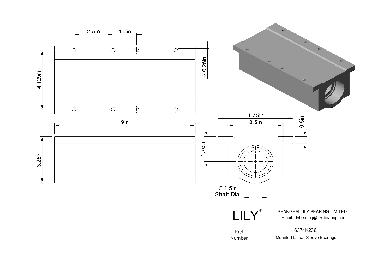 6374K236 Common Mounted Linear Sleeve Bearings Lily Bearing