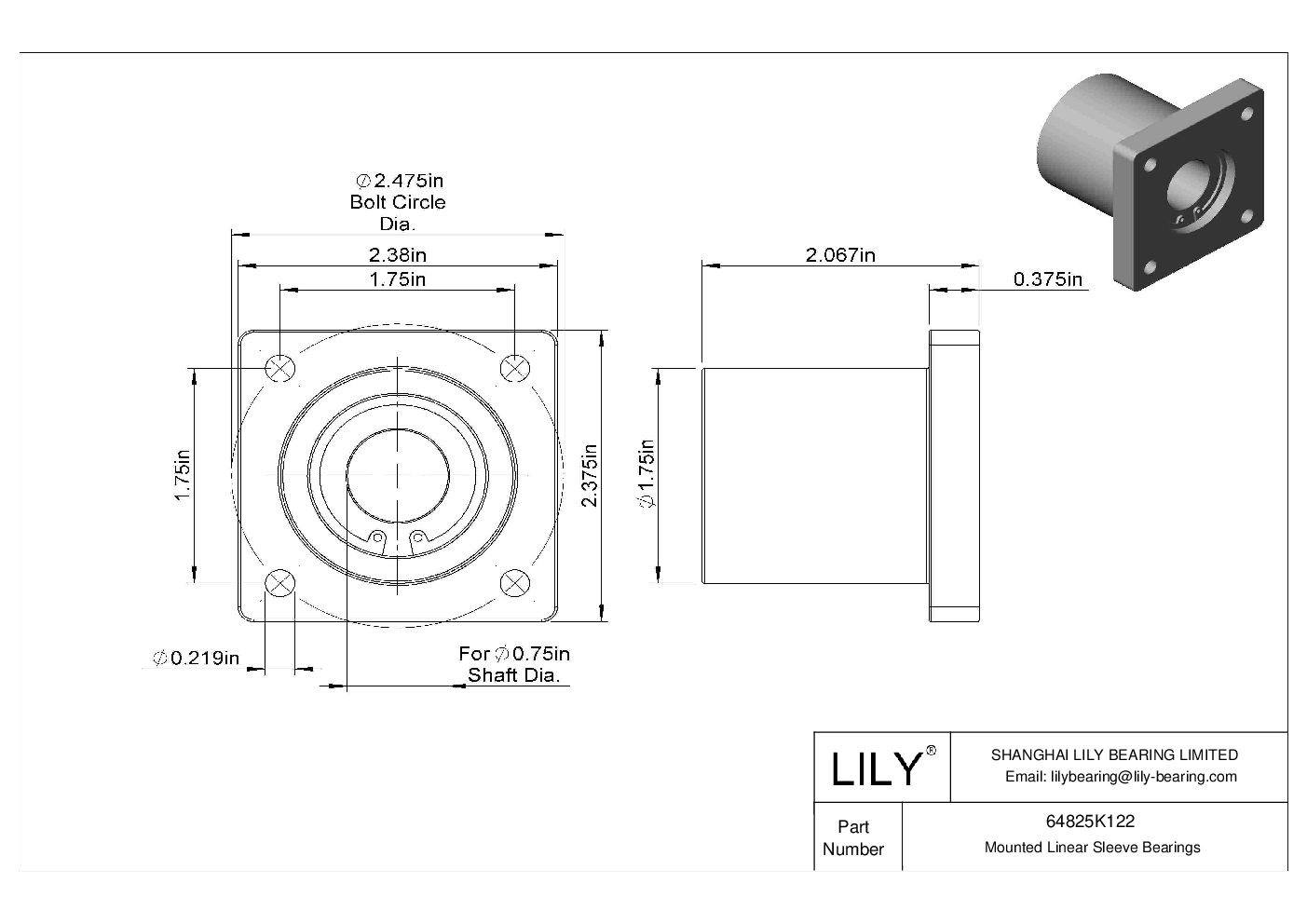 64825K122 ChemicalResistant FlangeMounted Linear Sleeve Bearings