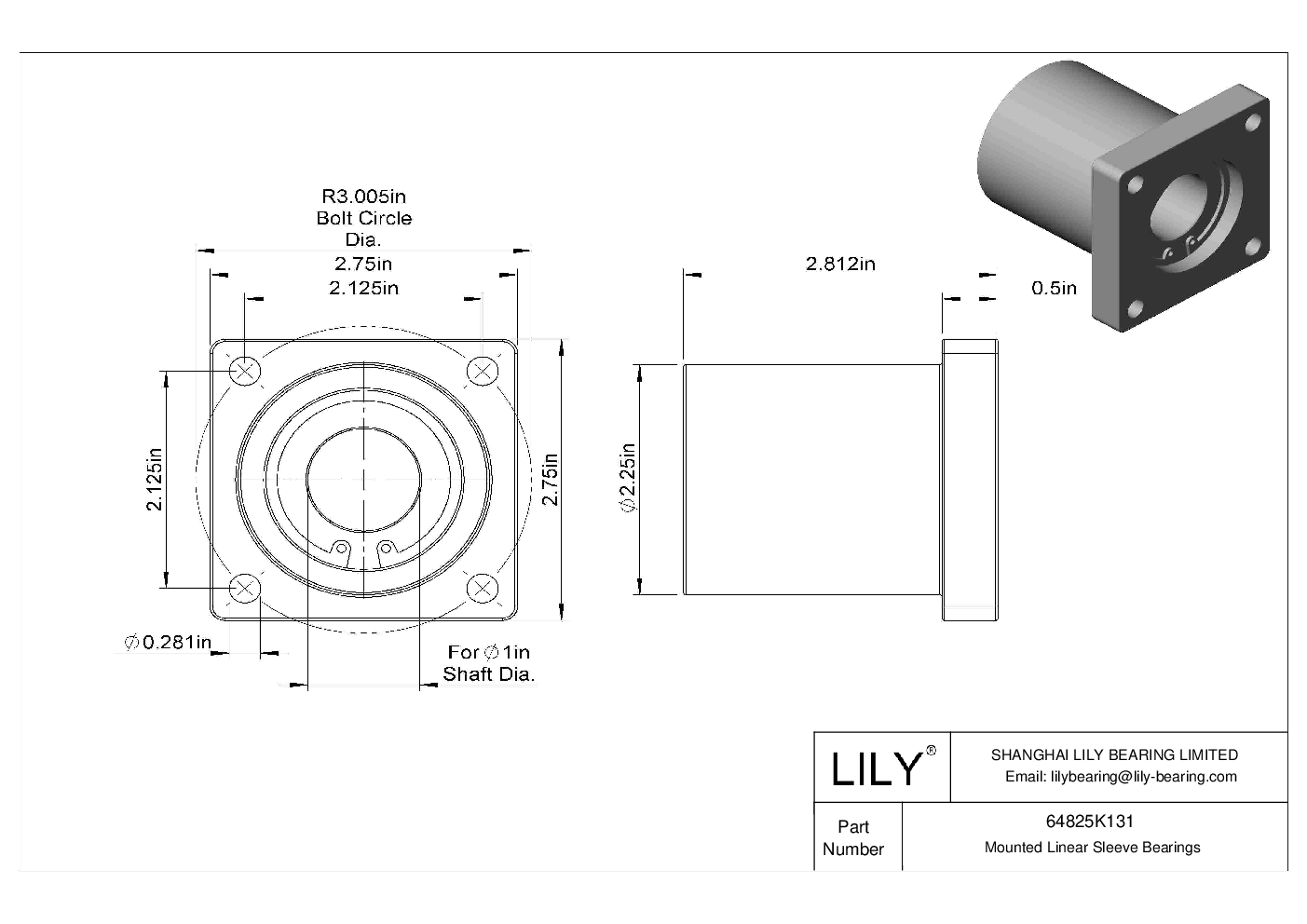 64825K131 ChemicalResistant FlangeMounted Linear Sleeve Bearings Lily Bearing