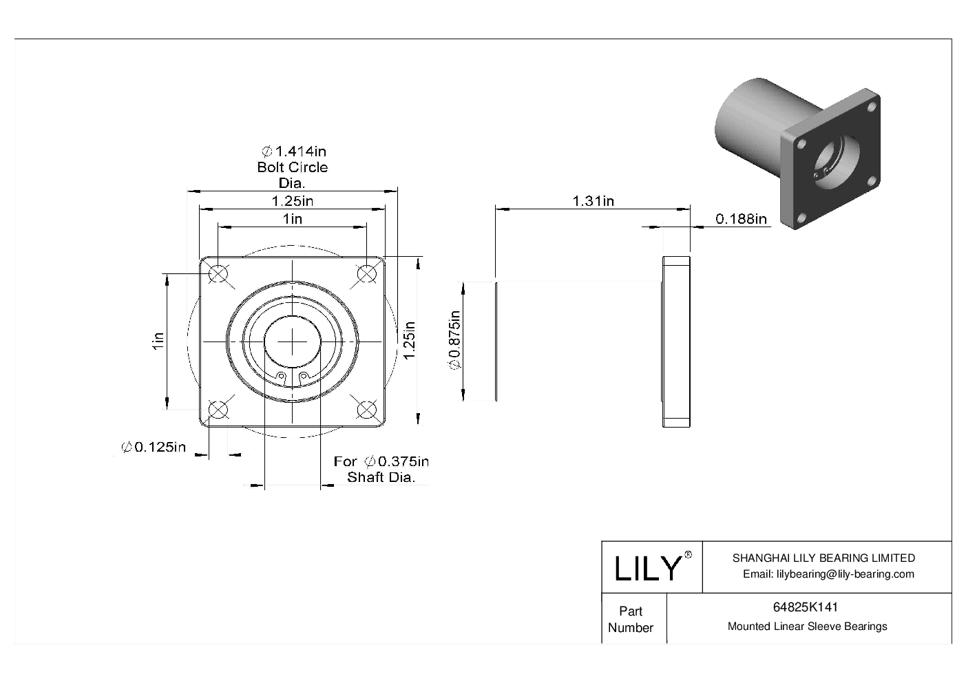 64825K141 ChemicalResistant FlangeMounted Linear Sleeve Bearings