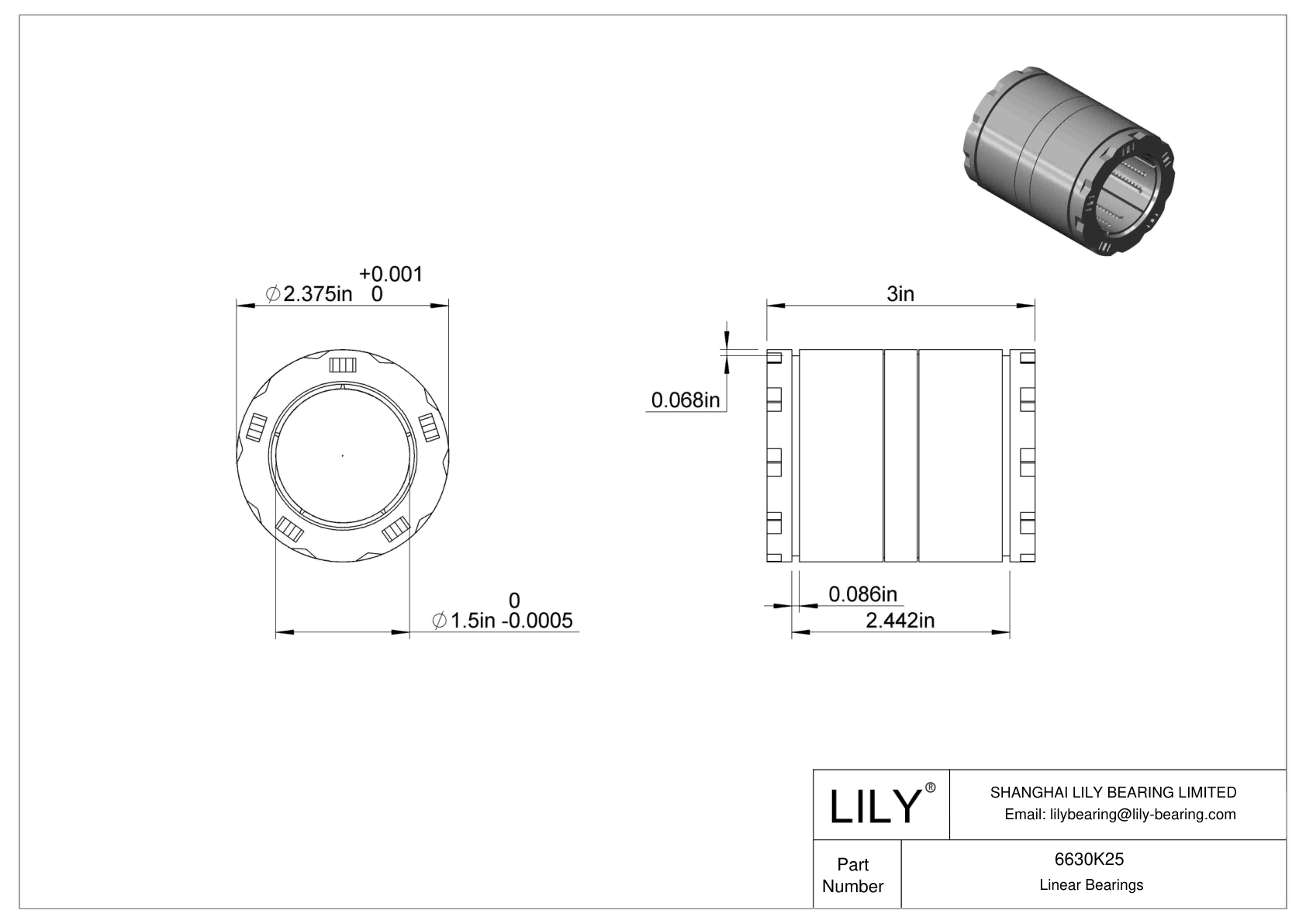 6630K25 Common Linear Ball Bearings Lily Bearing