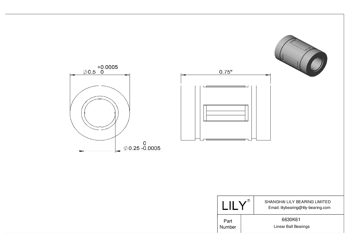 6630K61 Common Linear Ball Bearings Lily Bearing