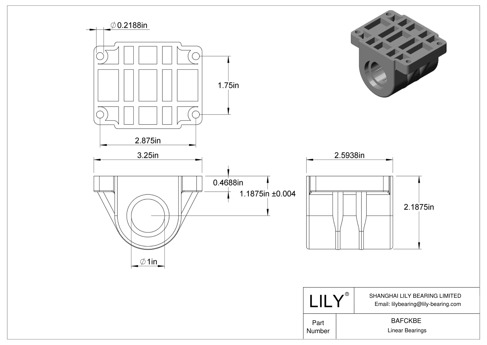 BAFCKBE Corrosion-Resistant Mounted Linear Ball Bearings cad drawing