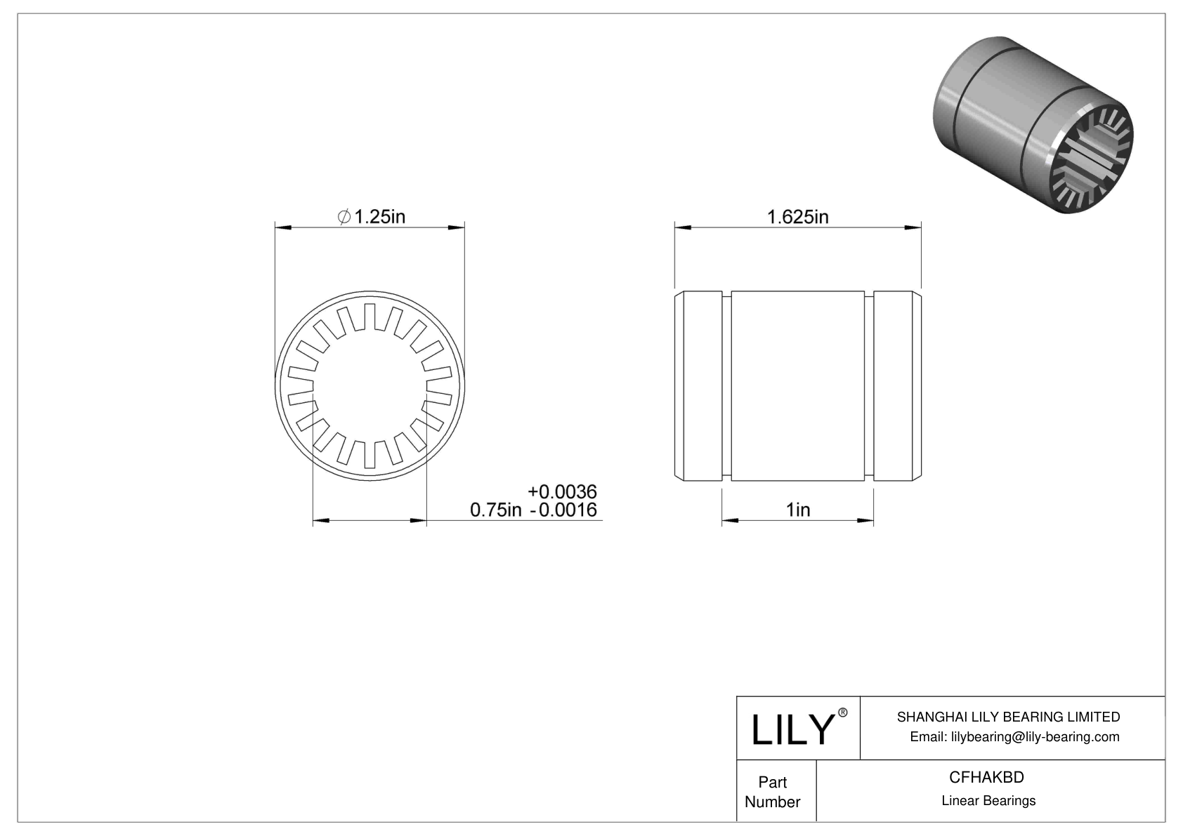 CFHAKBD Dust-Resistant Linear Sleeve Bearings cad drawing