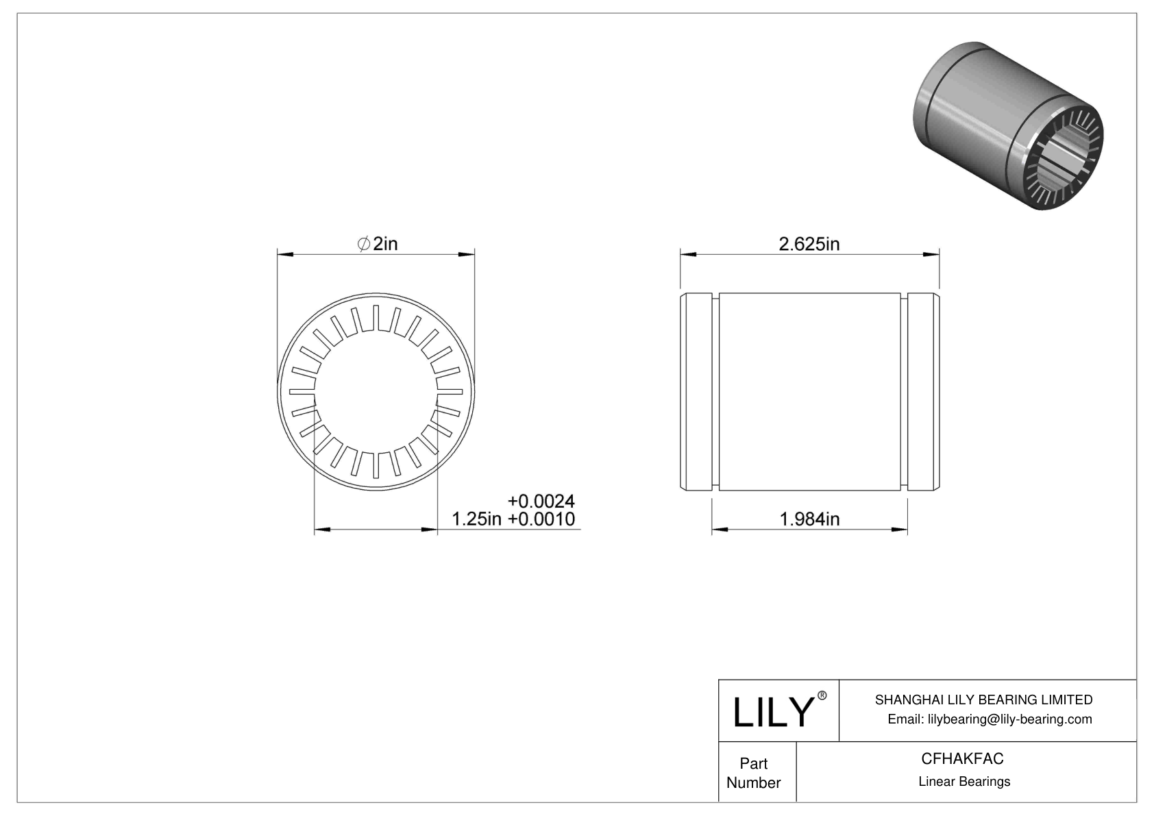 CFHAKFAC Dust-Resistant Linear Sleeve Bearings cad drawing