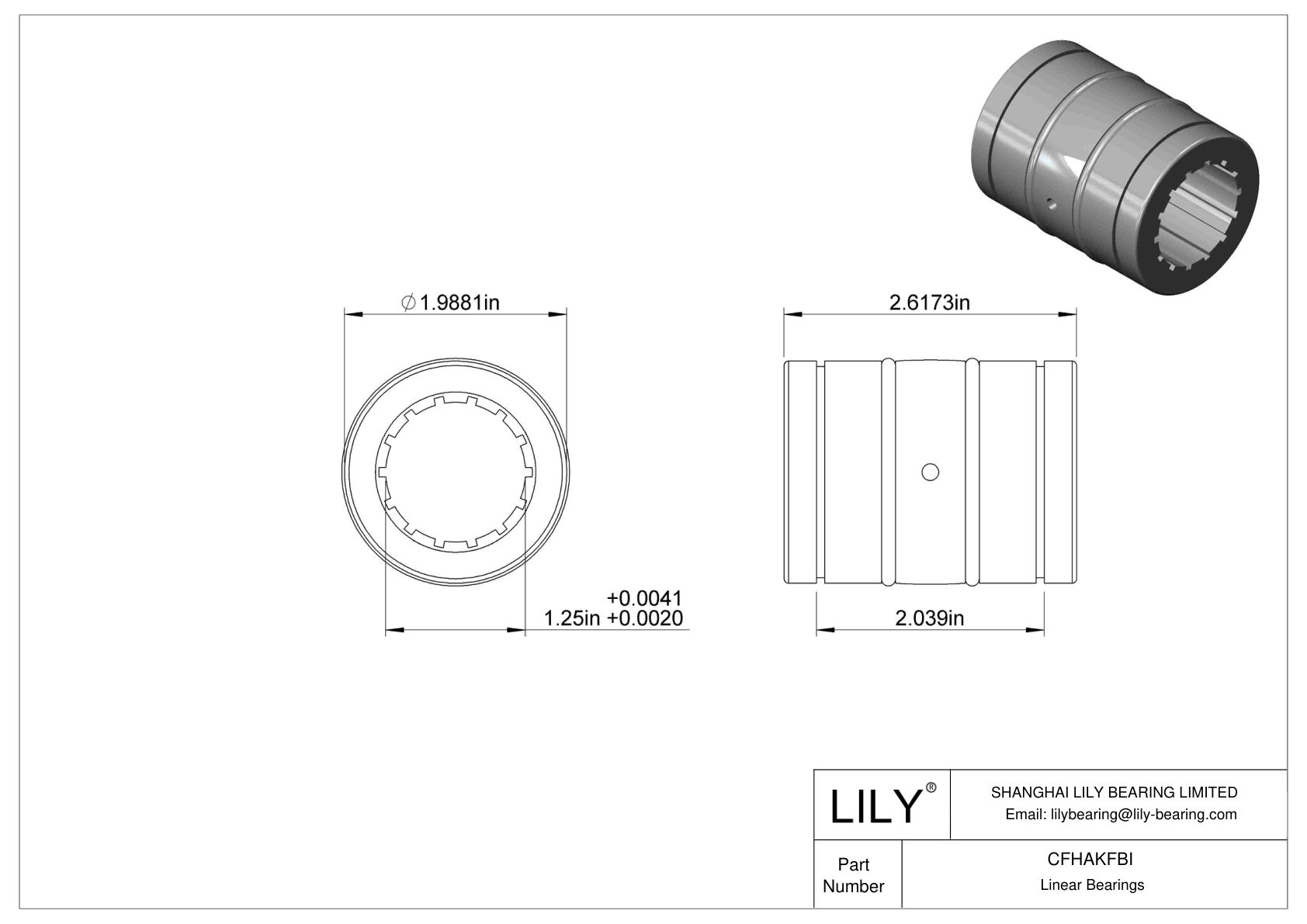 CFHAKFBI Dust-Resistant Linear Sleeve Bearings cad drawing