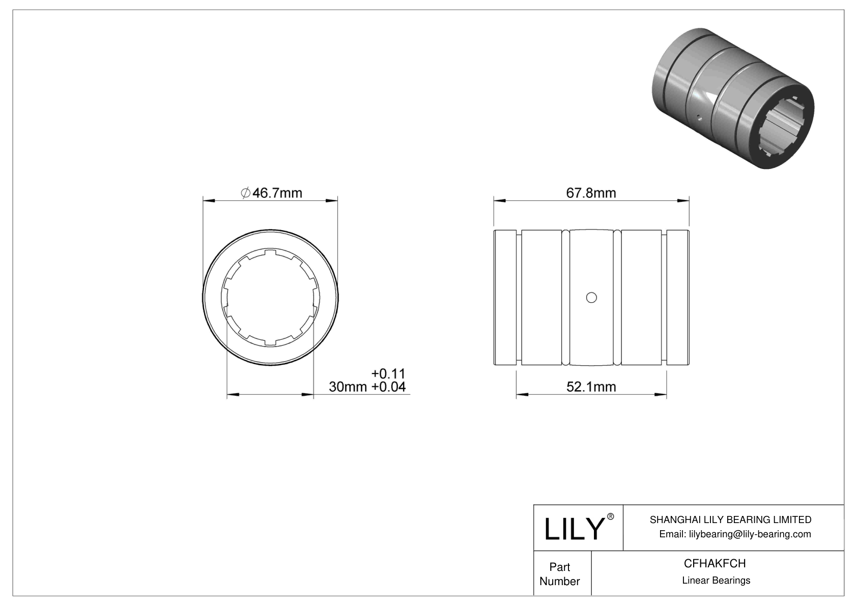 CFHAKFCH Dust-Resistant Linear Sleeve Bearings cad drawing