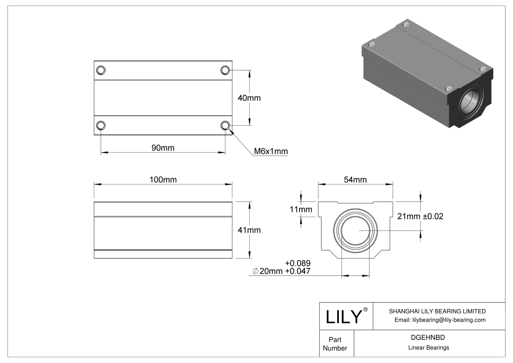 DGEHNBD High-Load High-Speed Mounted Linear Sleeve Bearings cad drawing