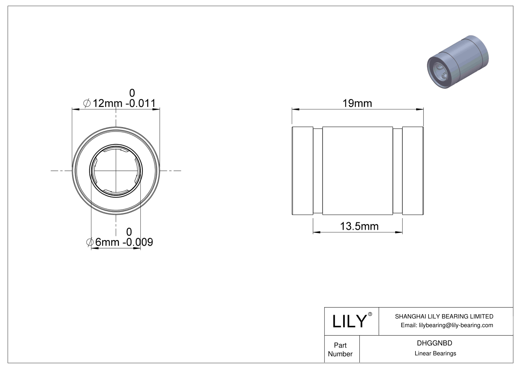 DHGGNBD Rodamientos lineales a bolas comunes cad drawing