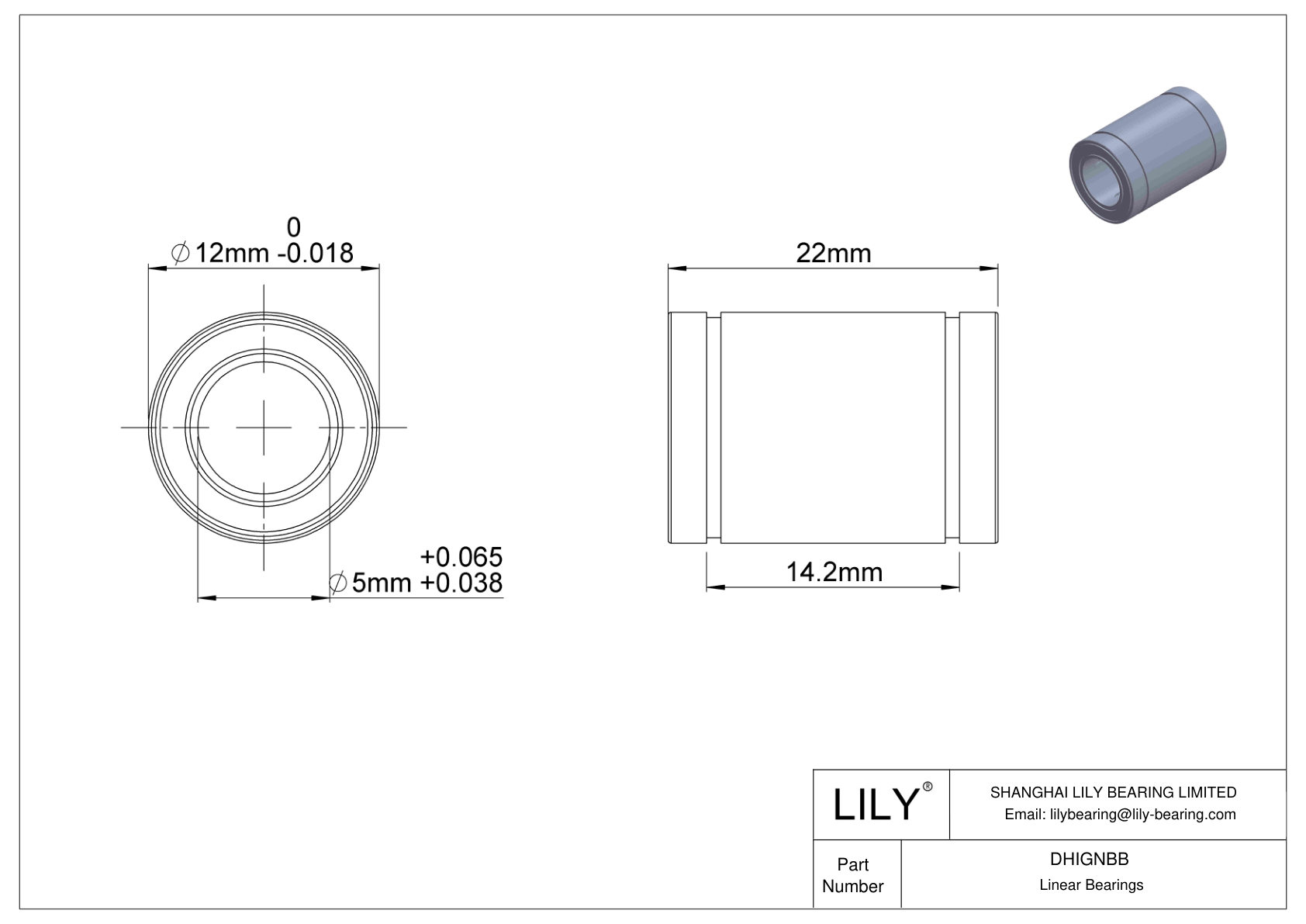 DHIGNBB Rodamientos lineales de manguito comunes cad drawing