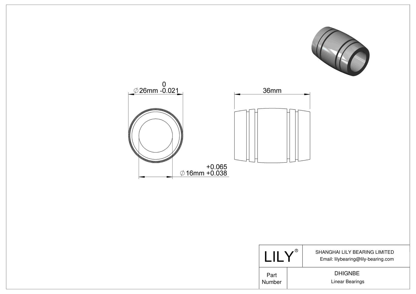 DHIGNBE Common Linear Sleeve Bearings cad drawing