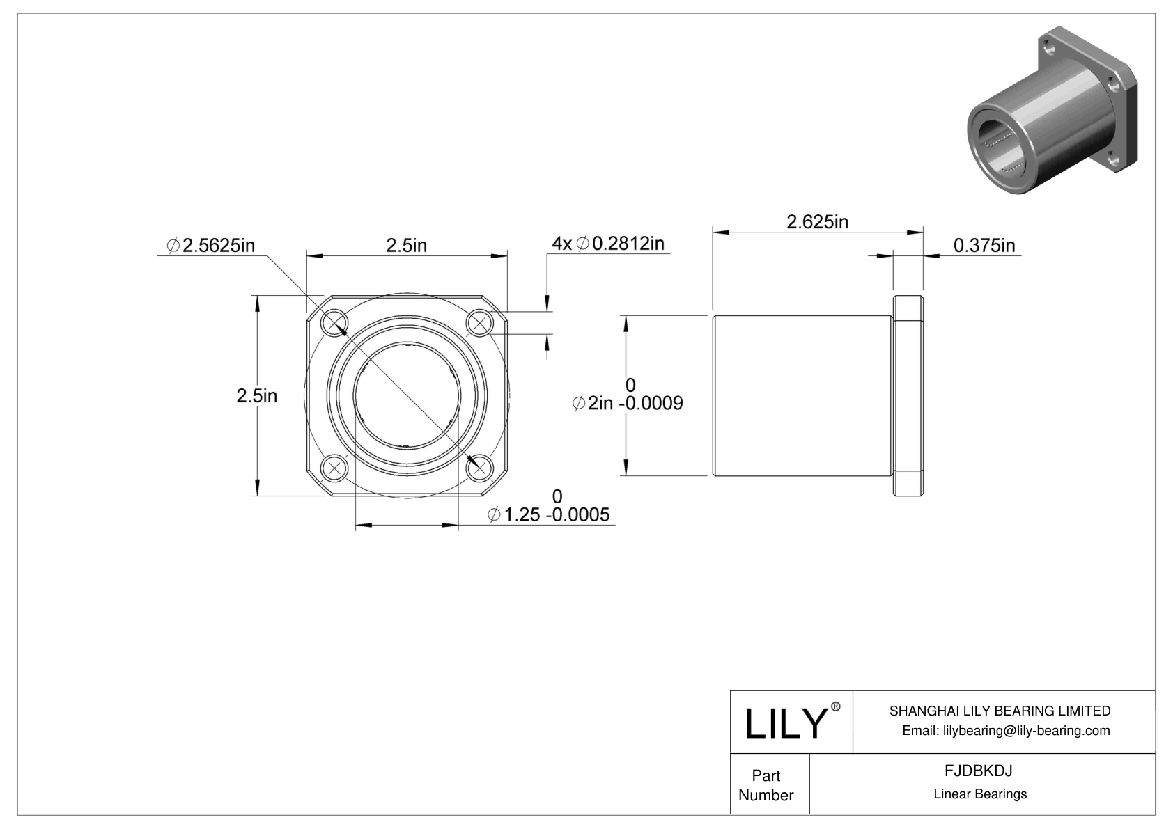 FJDBKDJ Corrosion-Resistant Flange-Mounted Linear Ball Bearings cad drawing