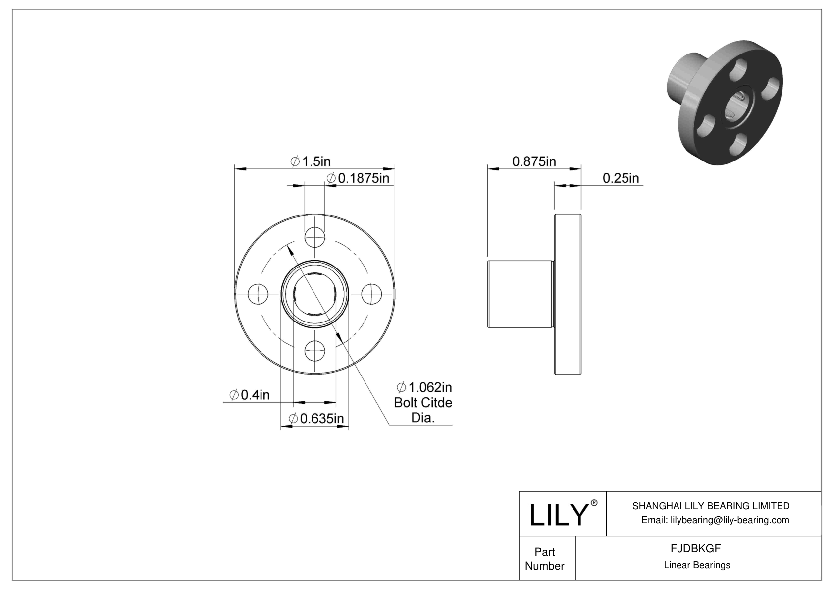 FJDBKGF 耐腐蚀法兰带座直线球轴承 cad drawing