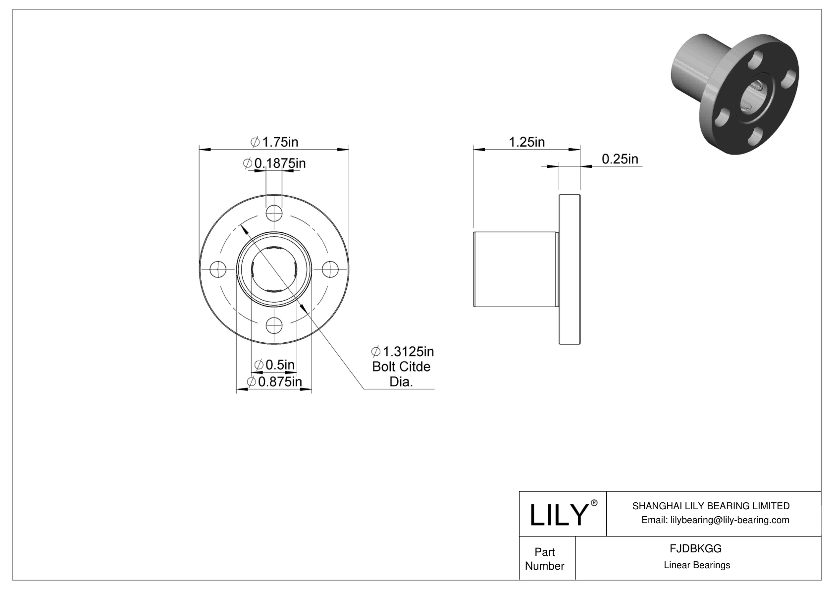 FJDBKGG Corrosion-Resistant Flange-Mounted Linear Ball Bearings cad drawing