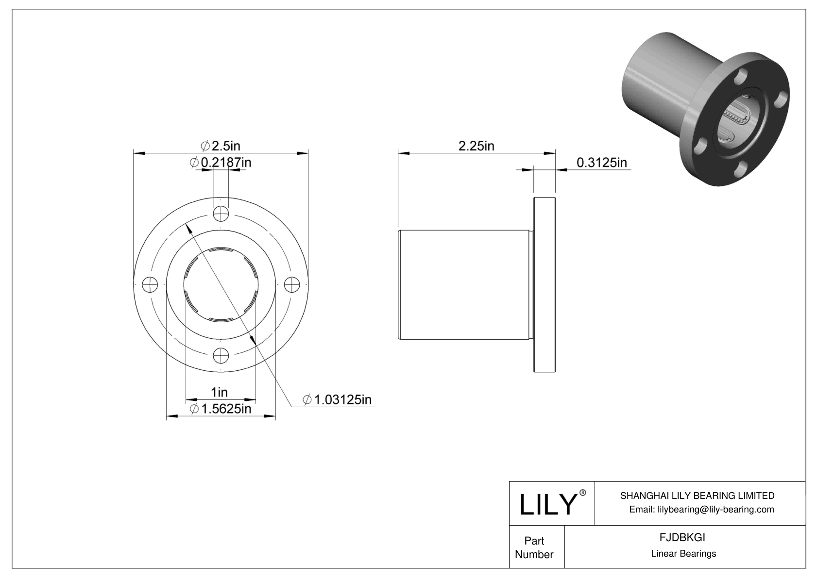 FJDBKGI 耐腐蚀法兰带座直线球轴承 cad drawing