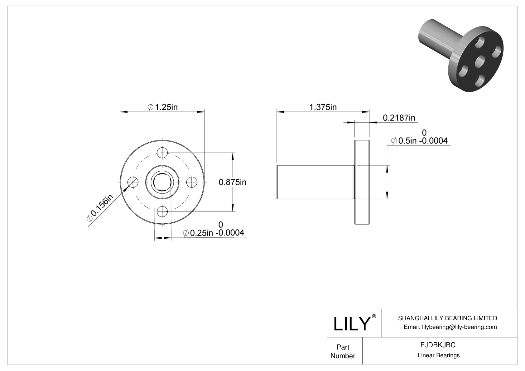 FJDBKJBC Corrosion-Resistant Flange-Mounted Linear Ball Bearings cad drawing