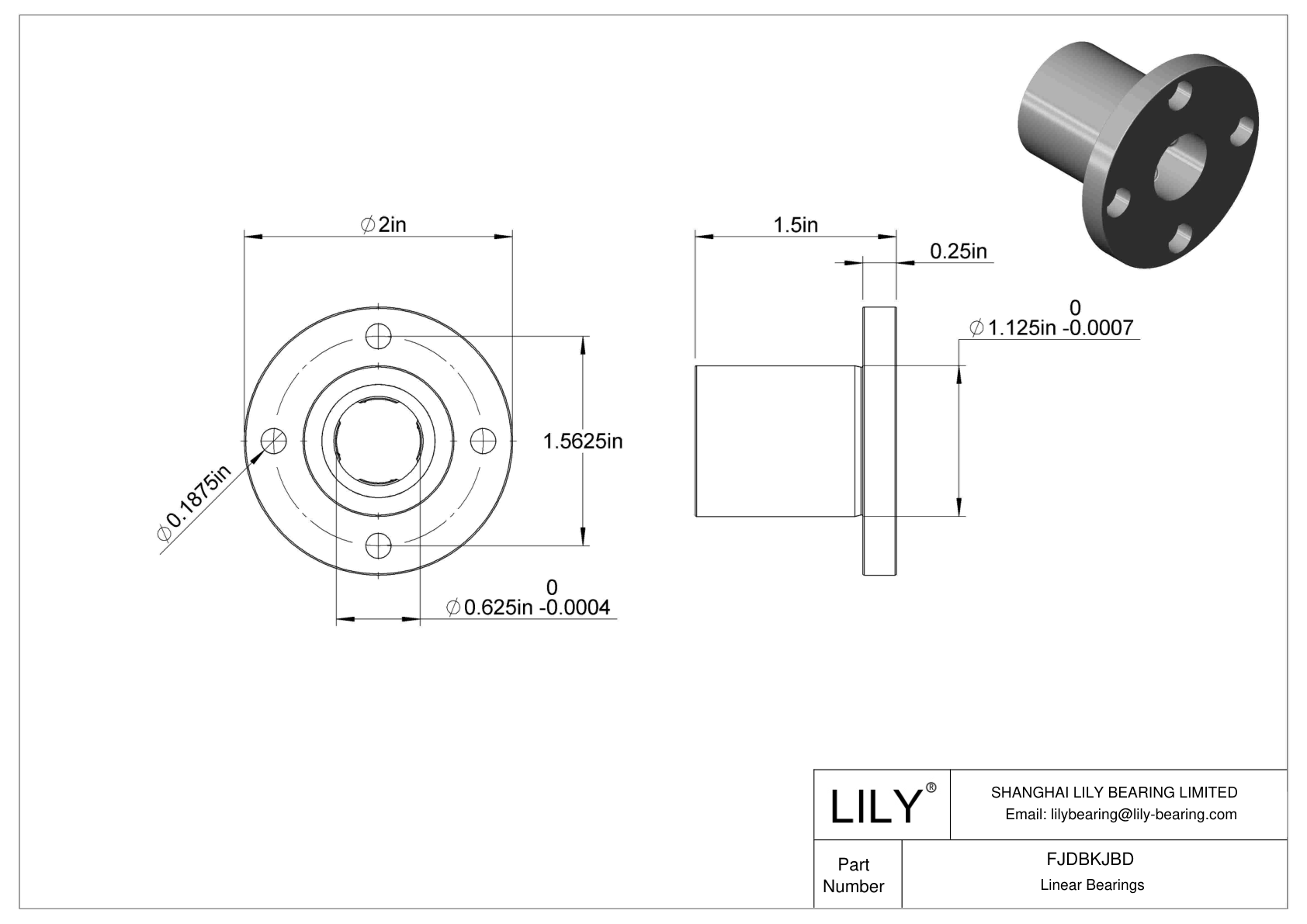 FJDBKJBD 耐腐蚀法兰带座直线球轴承 cad drawing