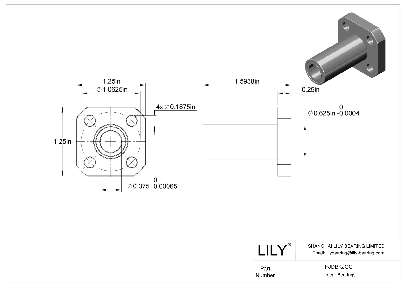 FJDBKJCC Corrosion-Resistant Flange-Mounted Linear Ball Bearings cad drawing
