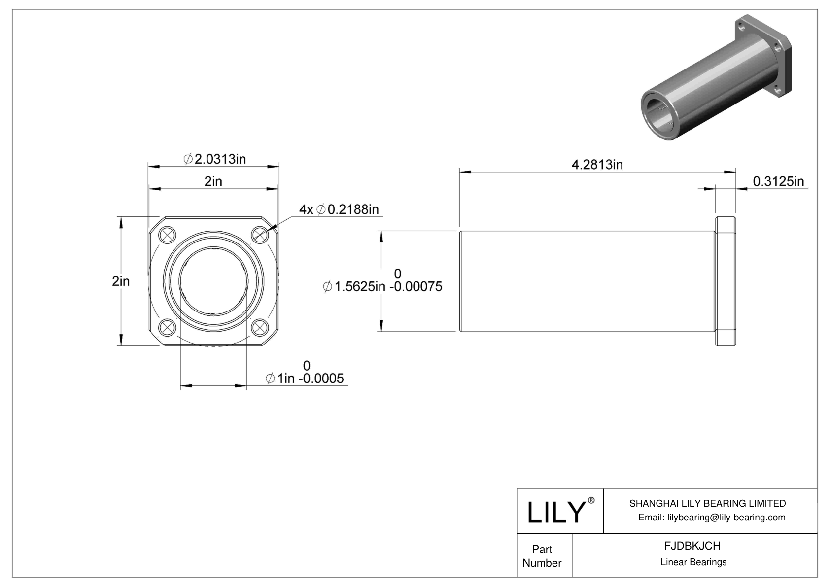 FJDBKJCH 耐腐蚀法兰带座直线球轴承 cad drawing