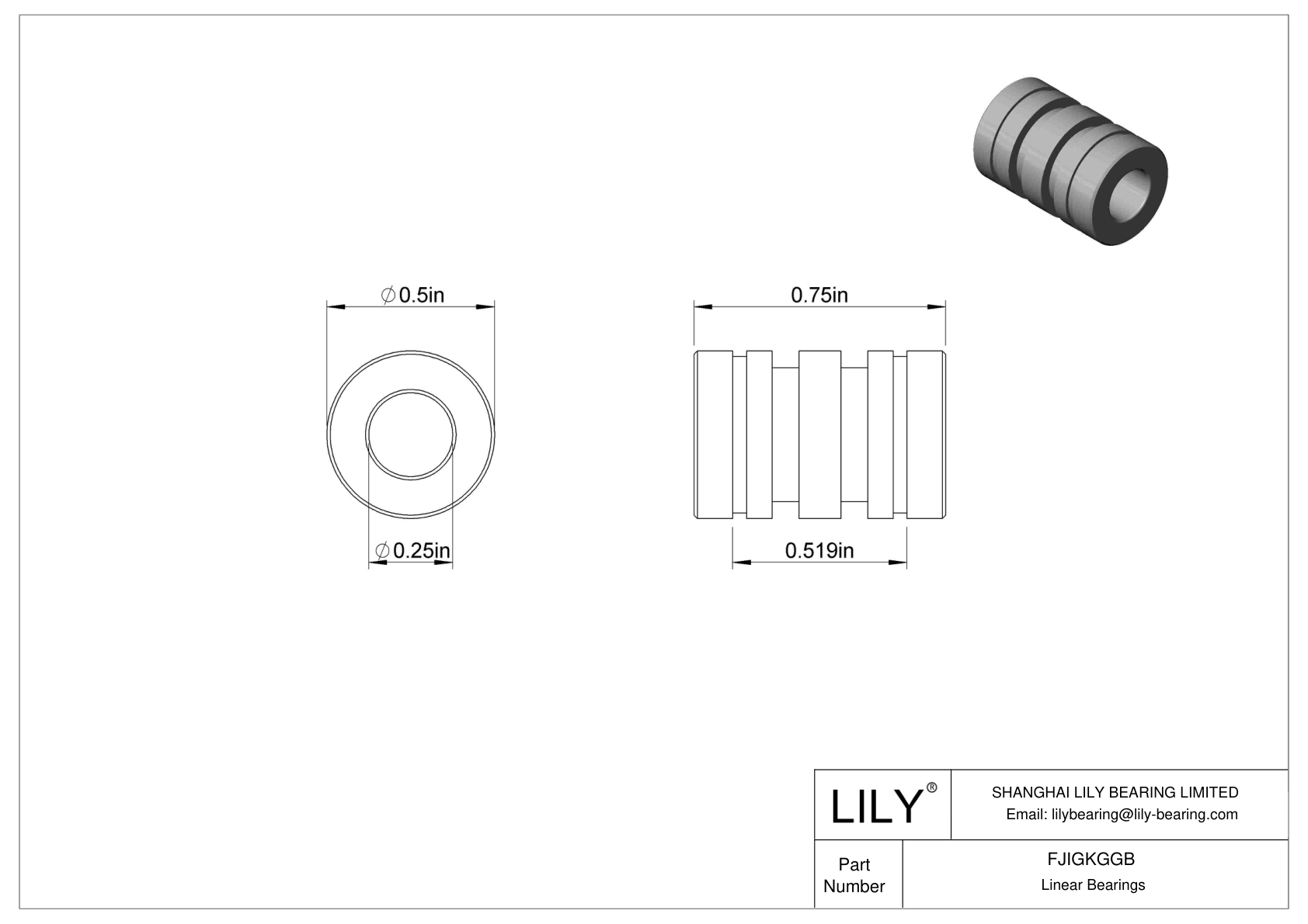 FJIGKGGB Common Linear Sleeve Bearings cad drawing