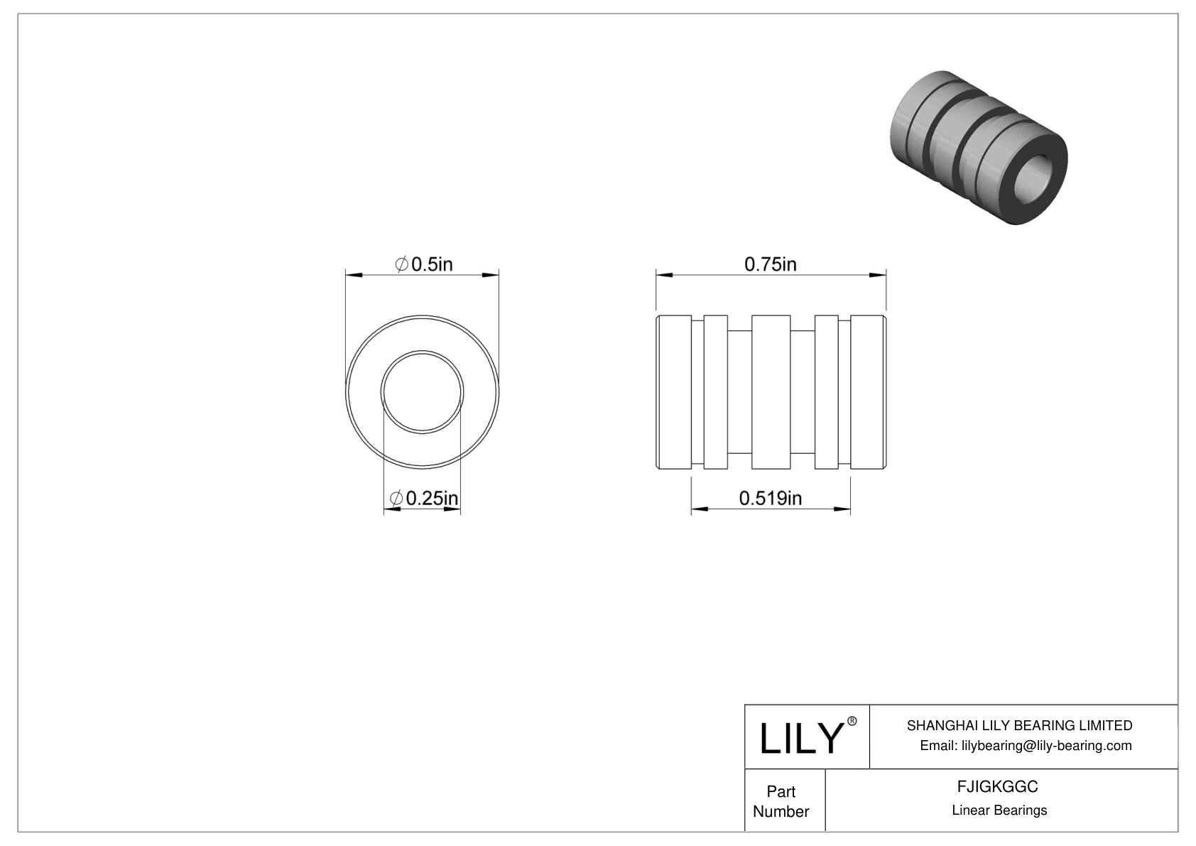 FJIGKGGC Common Linear Sleeve Bearings cad drawing