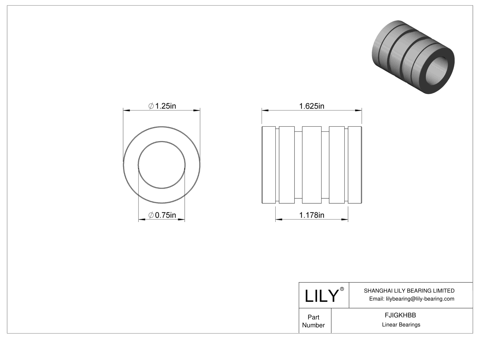 FJIGKHBB Common Linear Sleeve Bearings cad drawing